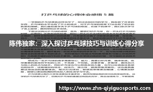陈伟独家:深入探讨乒乓球技巧与训练心得分享